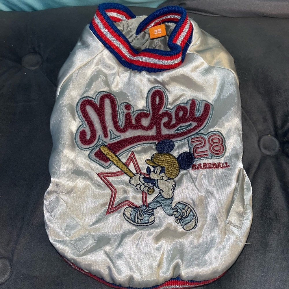 Puppy satin Mickey Mouse bomber